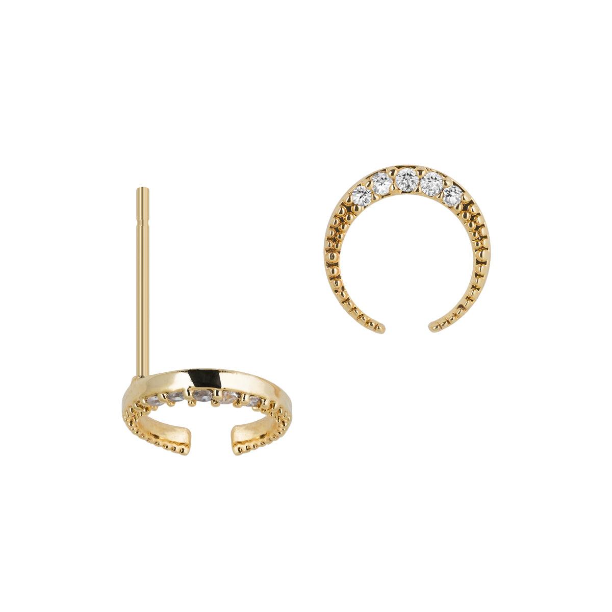 Zirconia Moon Gold Stud Earrings - Simply Whispers