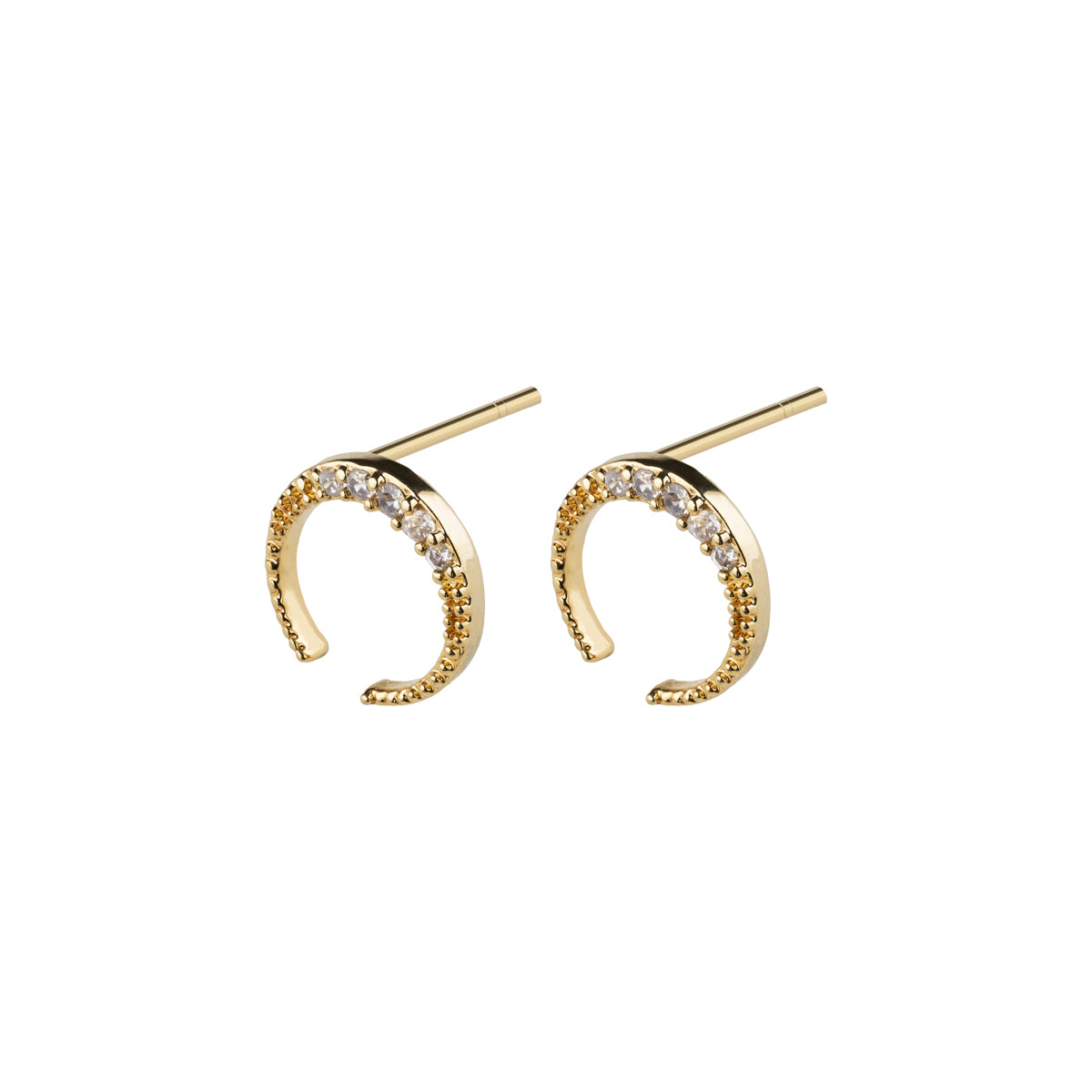 Zirconia Moon Gold Stud Earrings - Simply Whispers