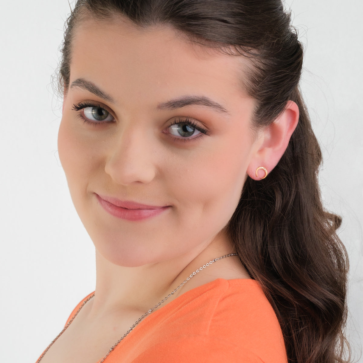 Zirconia Moon Gold Stud Earrings - Simply Whispers