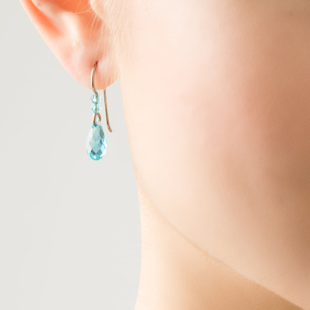 Turquoise Crystal Titanium Earrings - Simply Whispers