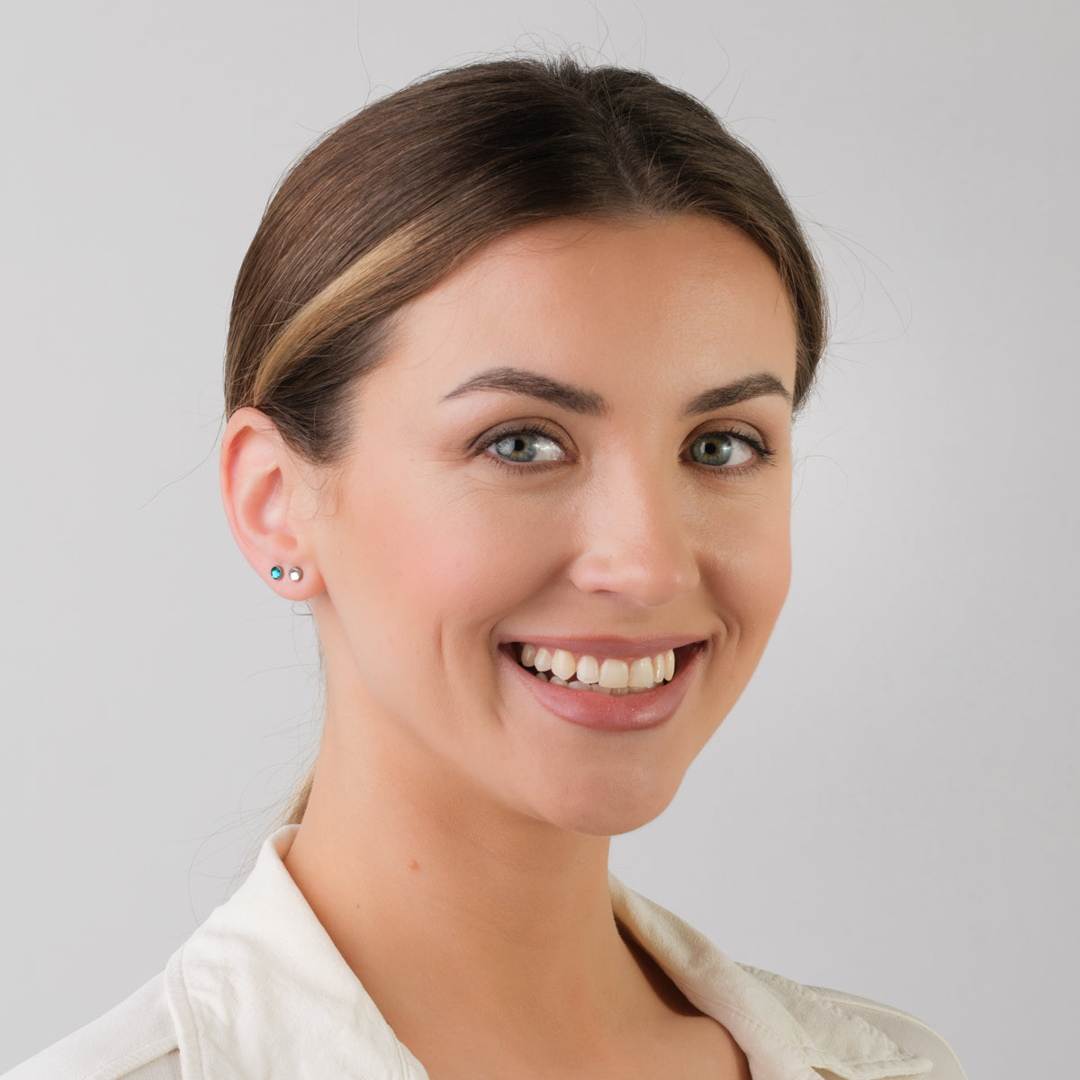 Crystal Bezel Titanium Stud Earrings - Simply Whispers