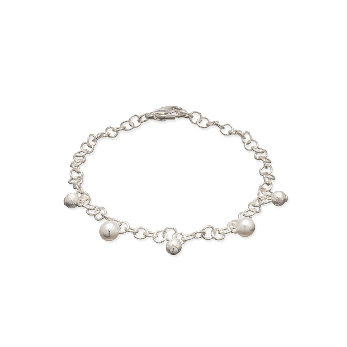 Silver Bead Pearl Charm Bracelet - Simply Whispers