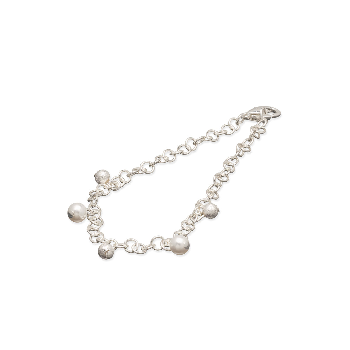 Silver Bead Pearl Charm Bracelet - Simply Whispers