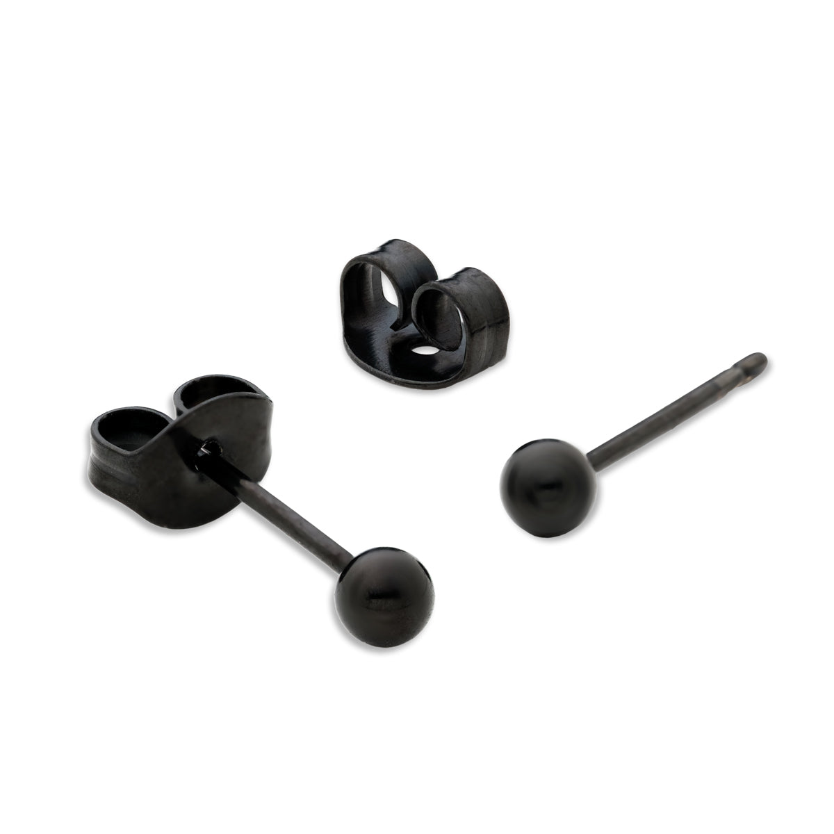 Black Titanium Ball Stud Earrings - Simply Whispers