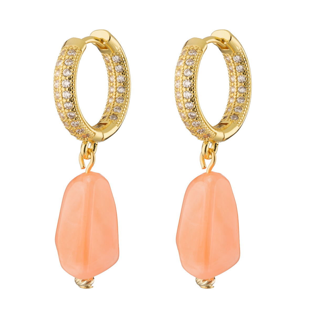 Coral Drop Huggie Hoop Earrings - Simply Whispers