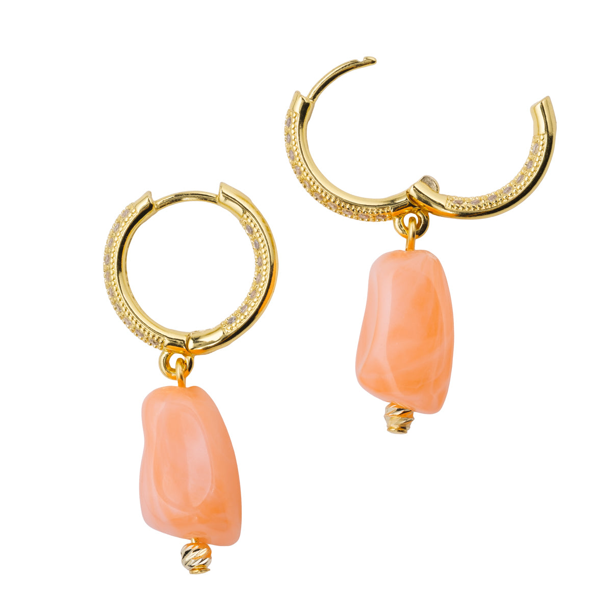 Coral Drop Huggie Hoop Earrings - Simply Whispers