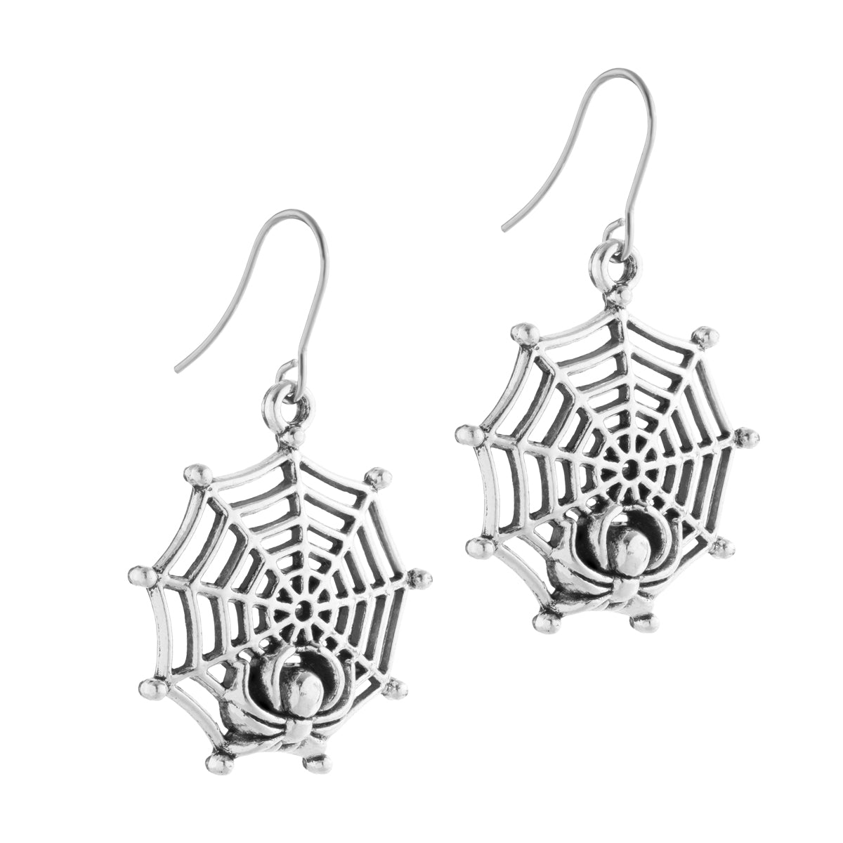 Stainless Steel Spiderweb French Hook Earrings - Simply Whispers