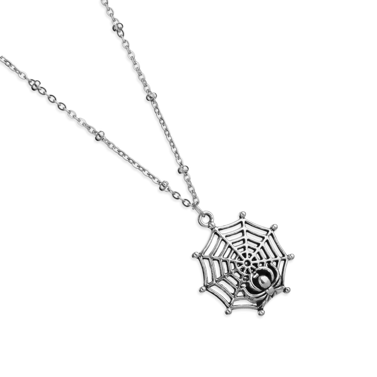 Stainless Steel Spiderweb Pendant Necklace - Simply Whispers