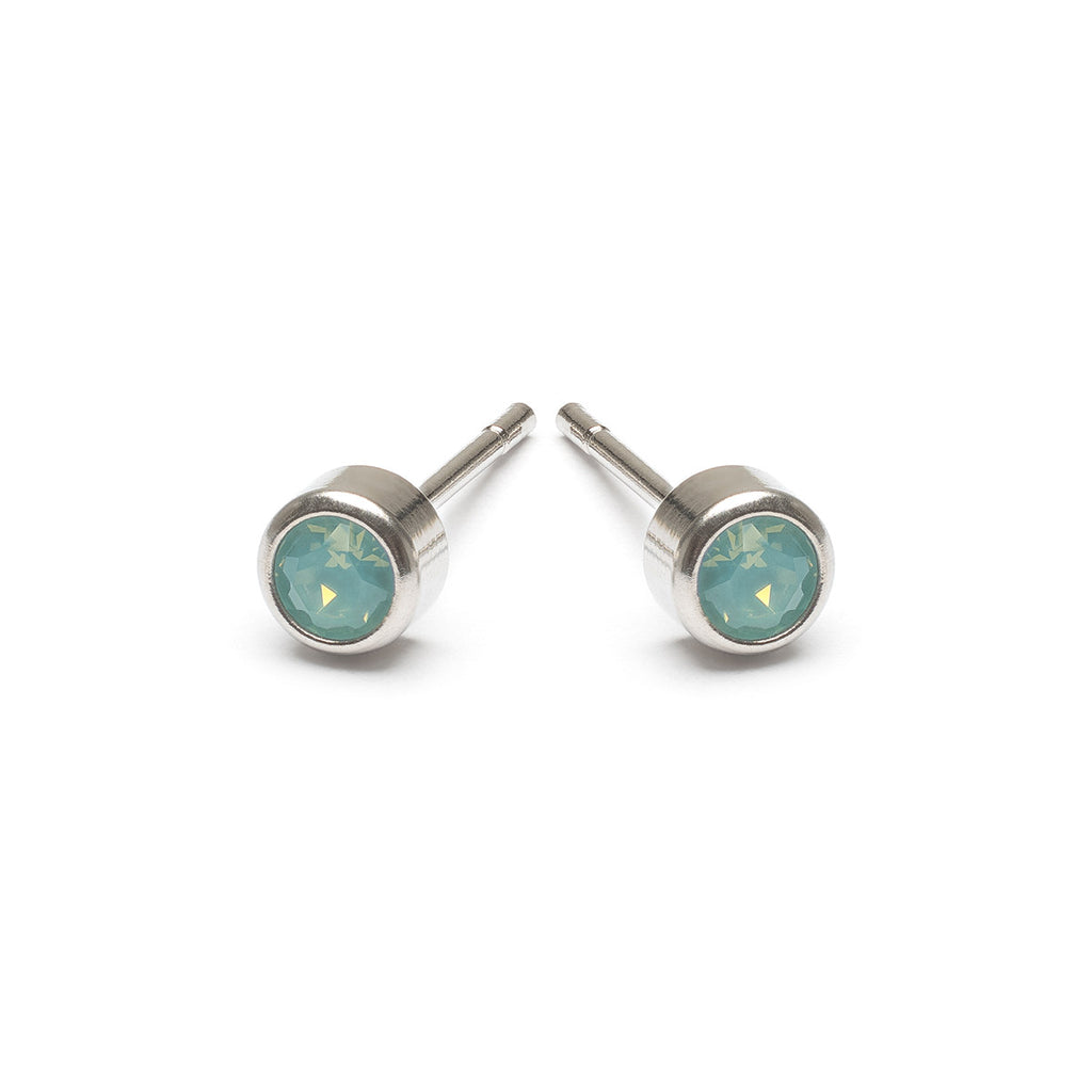 Aquamarine Crystal Stud Earrings - Simply Whispers