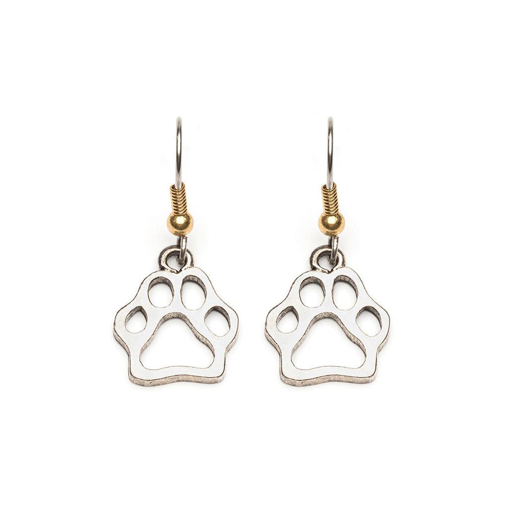 Silver Plated Cut Out Paw Print French Hook Earrings - Simply Whispers