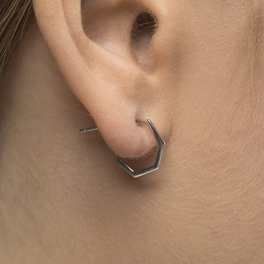 Silver Hexagon Hoop Earrings - Simply Whispers