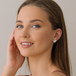 Silver Stud Earrings 10mm Square Crystal - Simply Whispers