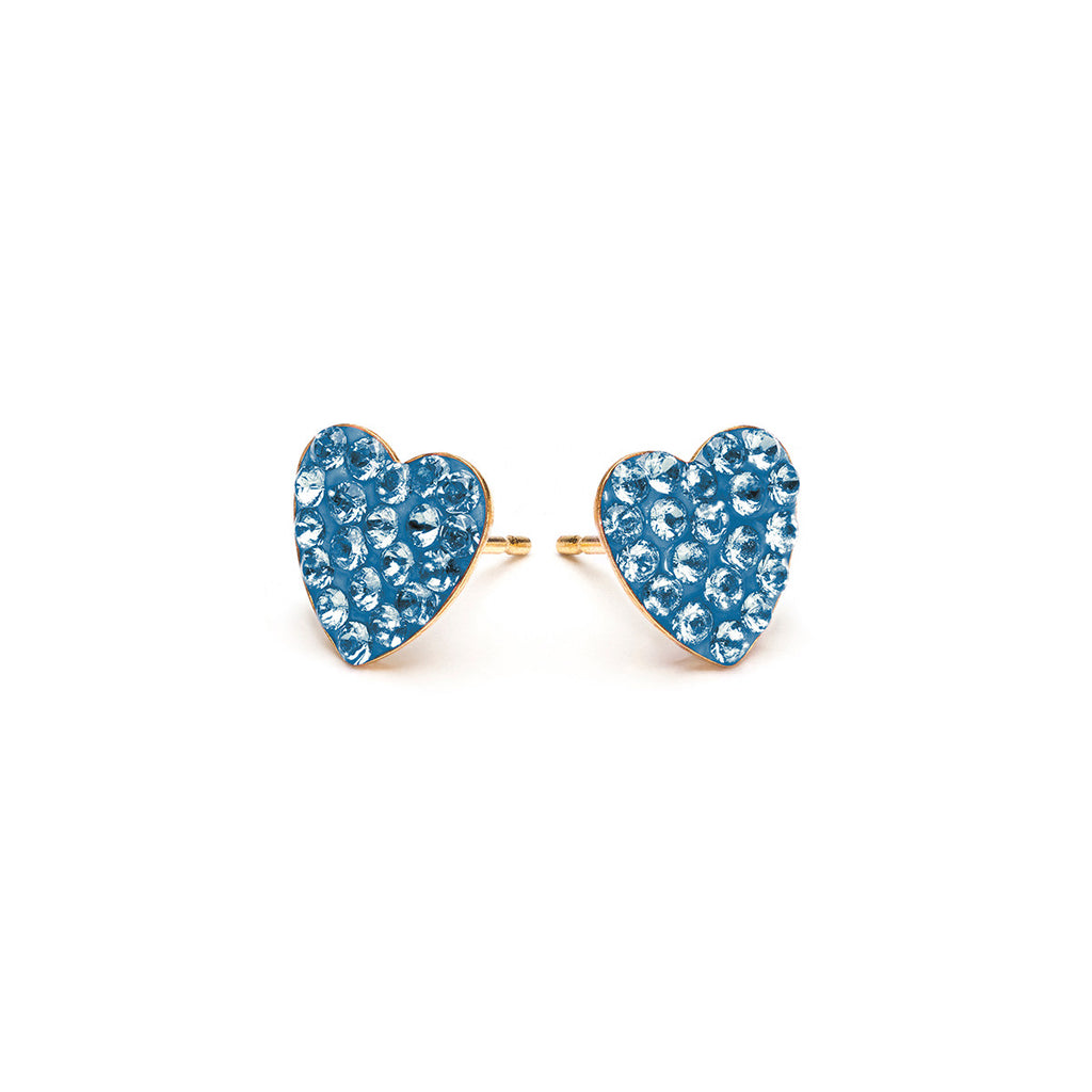 Gold Plated 8 mm March Pave Heart Stud Earrings - Simply Whispers