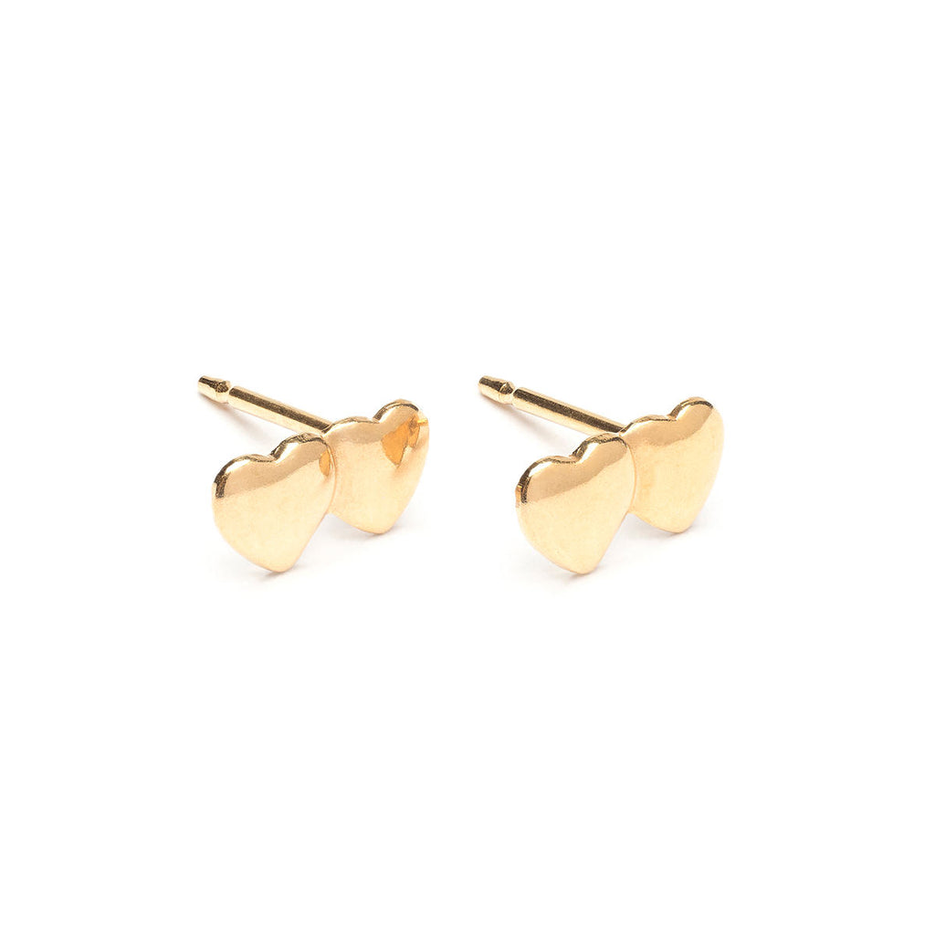 Gold Plated Double Heart Stud Earrings - Simply Whispers