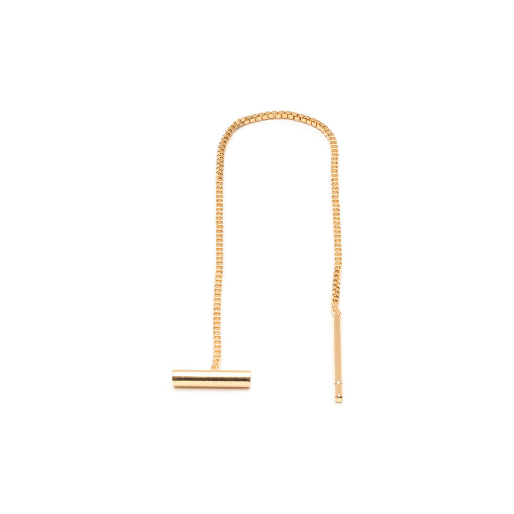 Threader gold bar chain single earring - Simply Whispers