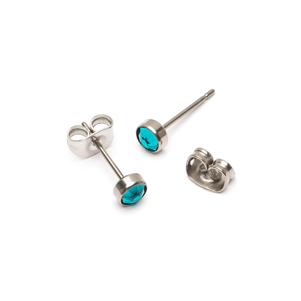 Turquoise bezel titanium stud earrings - Simply Whispers