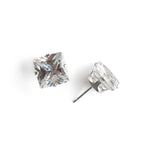 Silver Stud Earrings 10mm Square Crystal - Simply Whispers