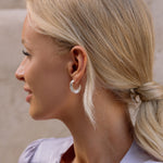 Silver Oval Chunky Hoop Earrings - Simply Whispers
