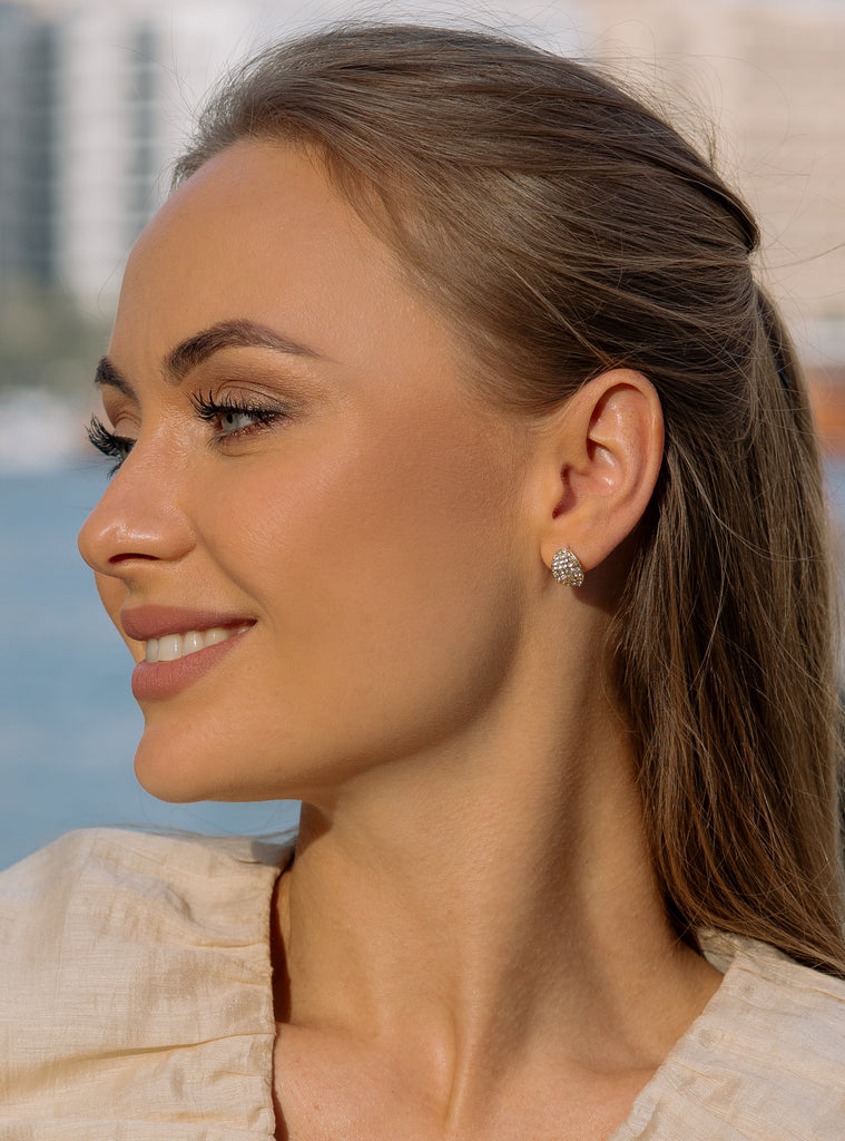 White Pave Stud Earrings - Simply Whispers