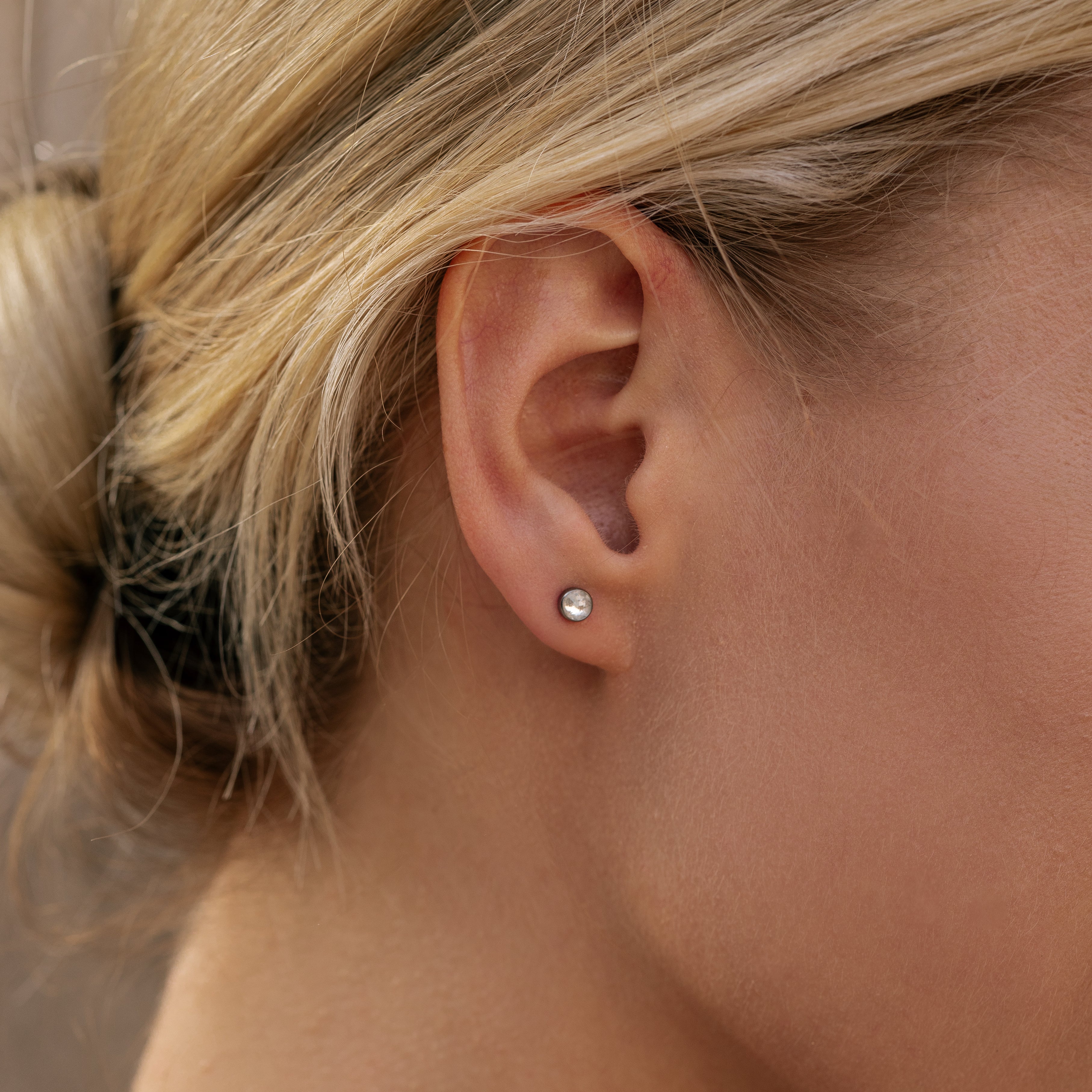 Crystal bezel titanium stud earrings - Simply Whispers