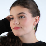 Green Crystal Three Drop Earrings - Simply Whispers