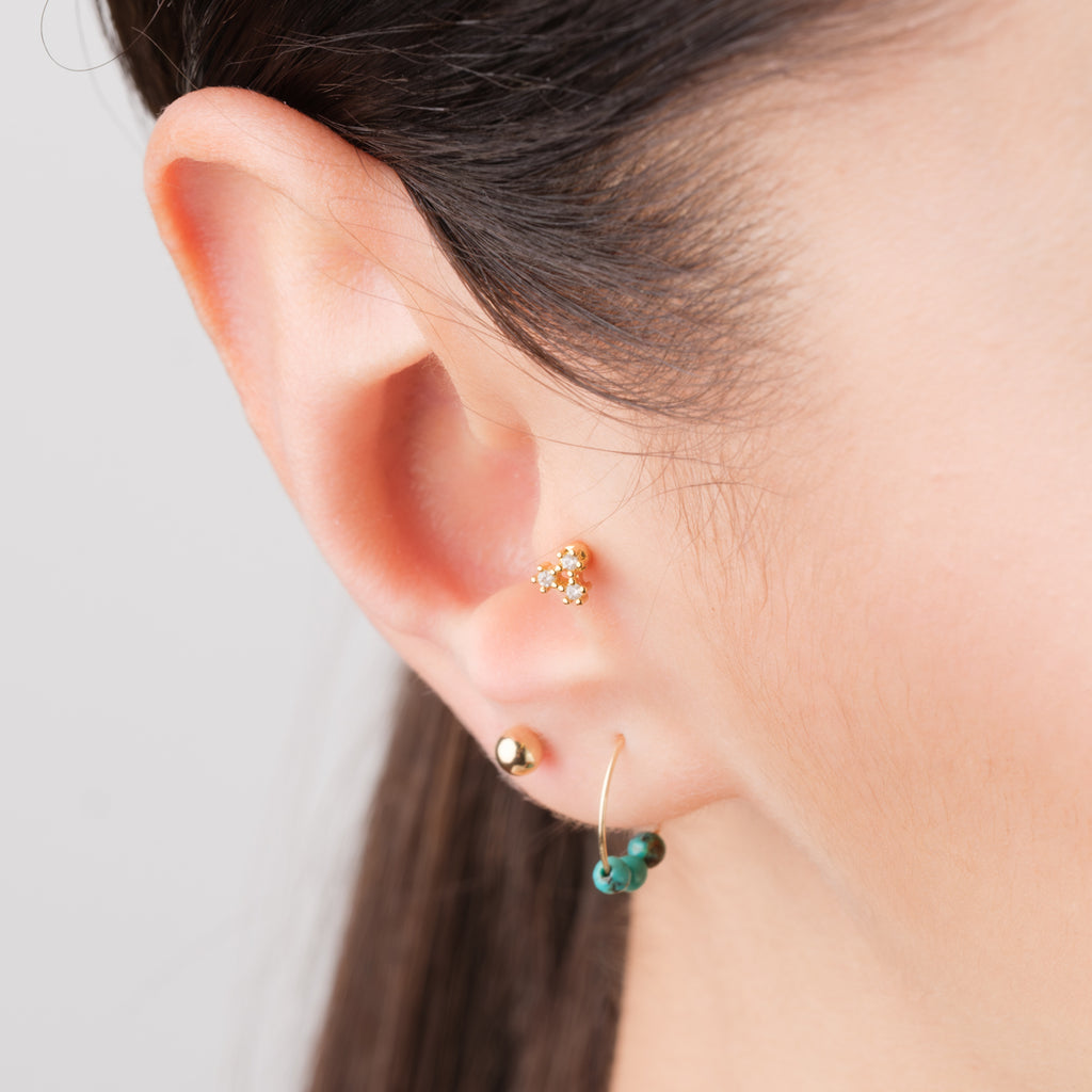 14k Gold Turquoise Charm Hoop Earrings - Simply Whispers