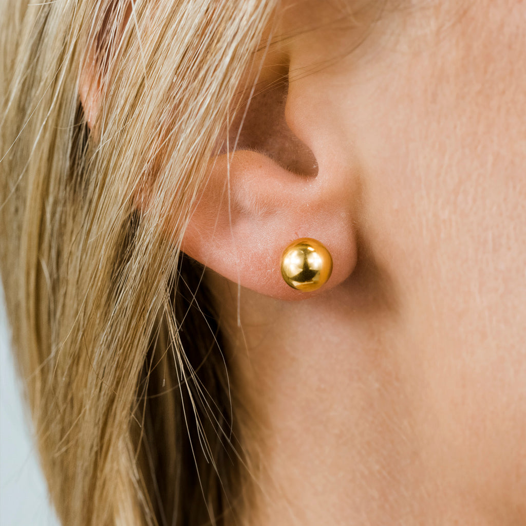 Gold Plated 7mm Ball Stud Earrings - Simply Whispers