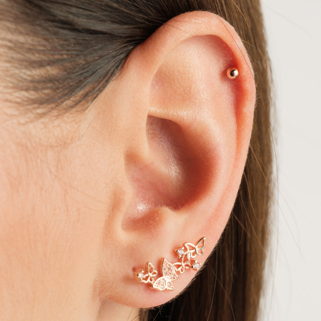 Rose Gold Butterfly Crystal Ear Climber - Simply Whispers