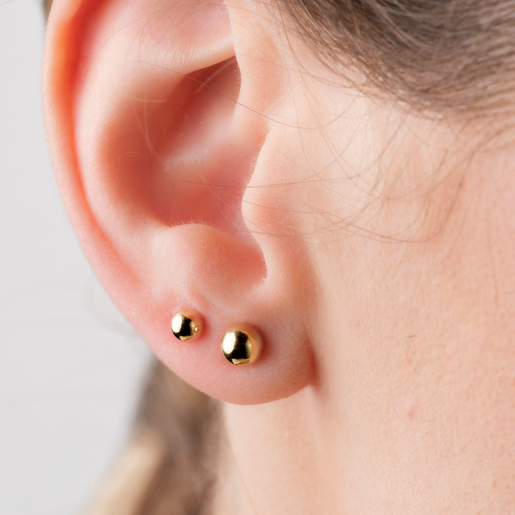 14k Gold Stud Earrings Small Ball