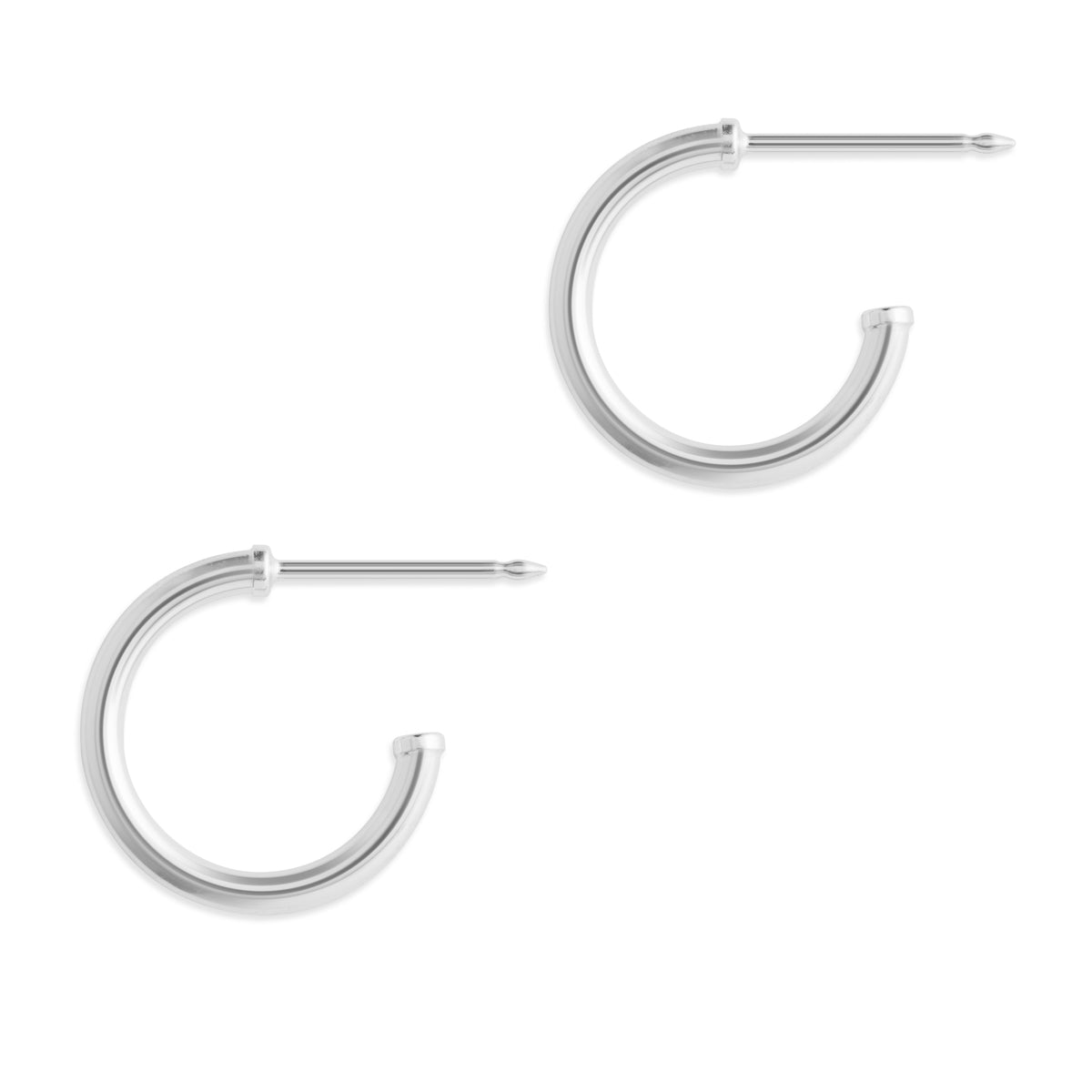 14k White Gold 12 mm Posted Hoop Earrings - Simply Whispers