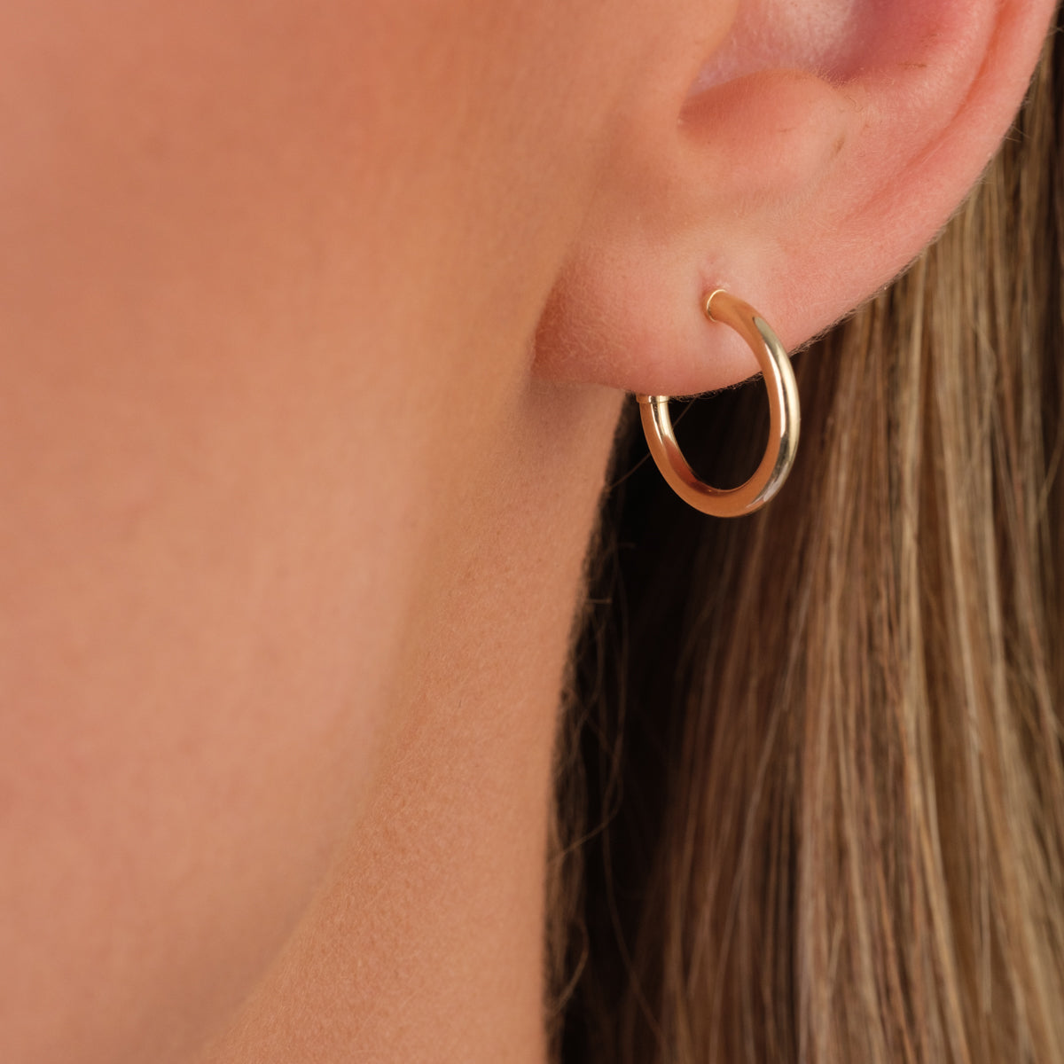 14k Yellow Gold 12 mm Posted Hoop Earrings - Simply Whispers