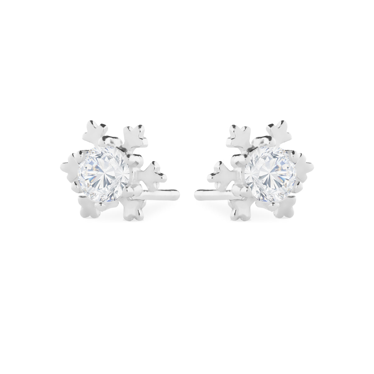 925 Sterling Silver Crystal Snowflake Stud Earrings - Simply Whispers