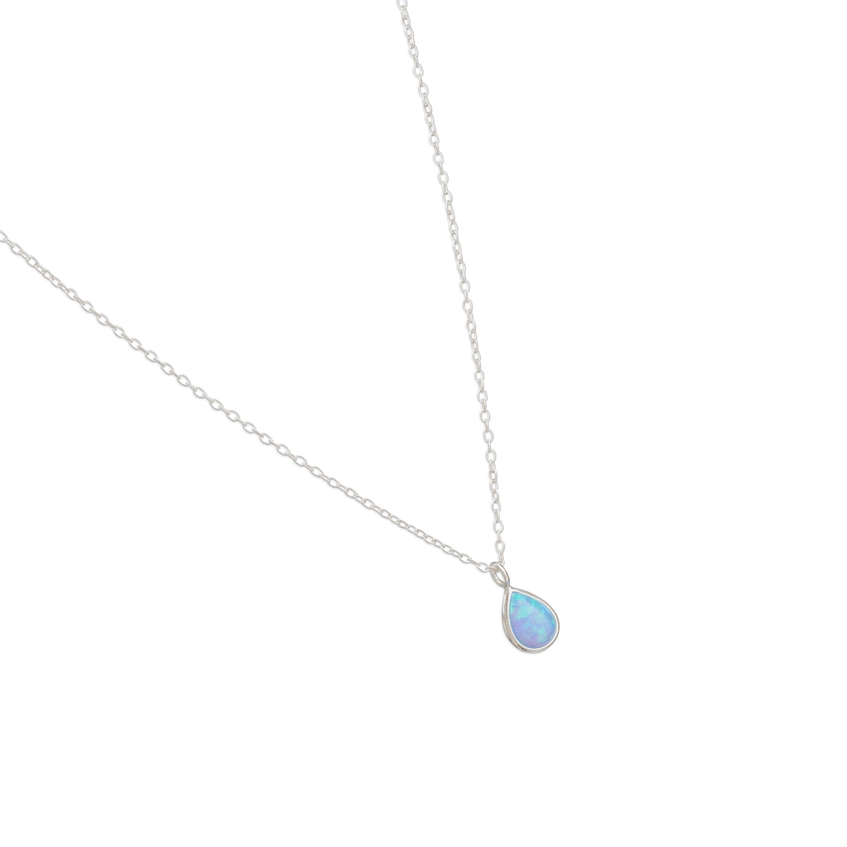 Sterling Silver Blue Drop Opal Necklace - Simply Whispers