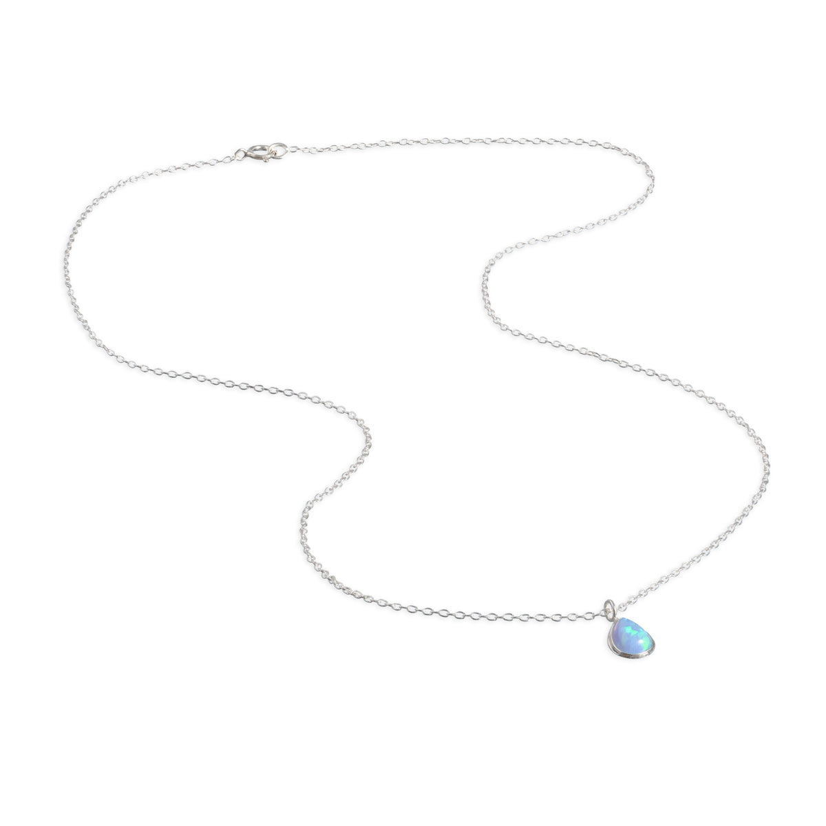 Sterling Silver Blue Drop Opal Necklace - Simply Whispers