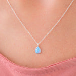 Sterling Silver Blue Drop Opal Necklace - Simply Whispers