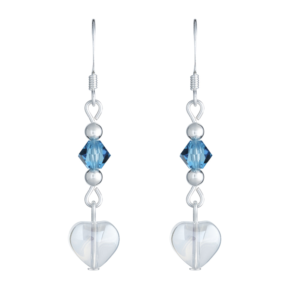925 Sterling Silver Crystal Heart French Hook Earrings - Simply Whispers