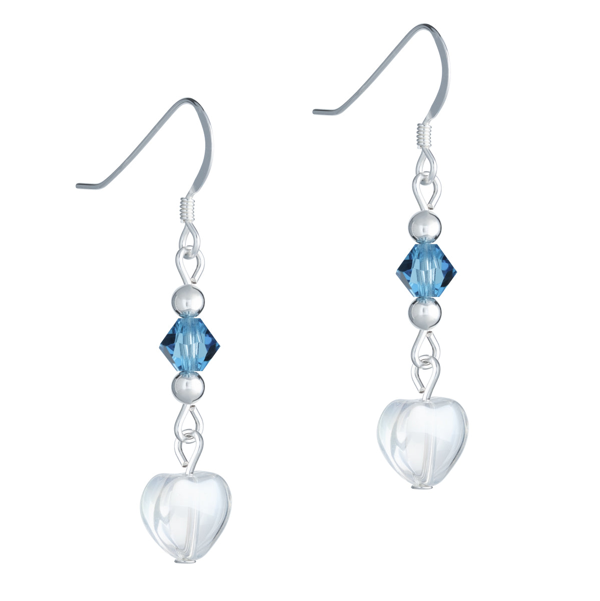 925 Sterling Silver Crystal Heart French Hook Earrings - Simply Whispers