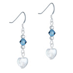 925 Sterling Silver Crystal Heart French Hook Earrings - Simply Whispers