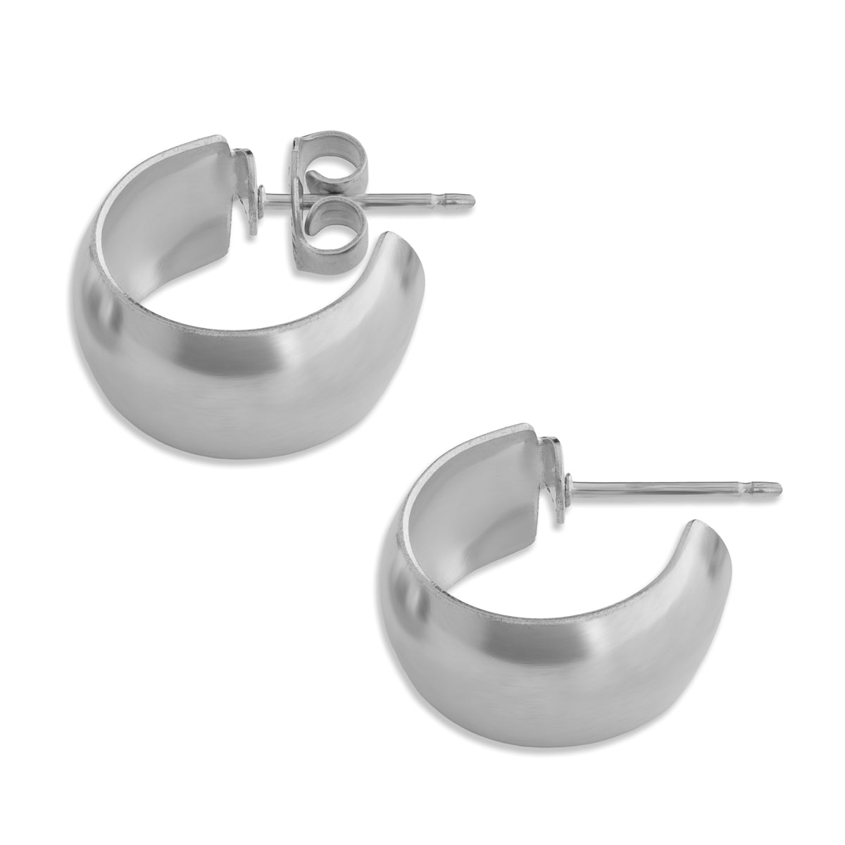 Stainless Steel Wide Smooth Posted Huggie - Simply Whispers