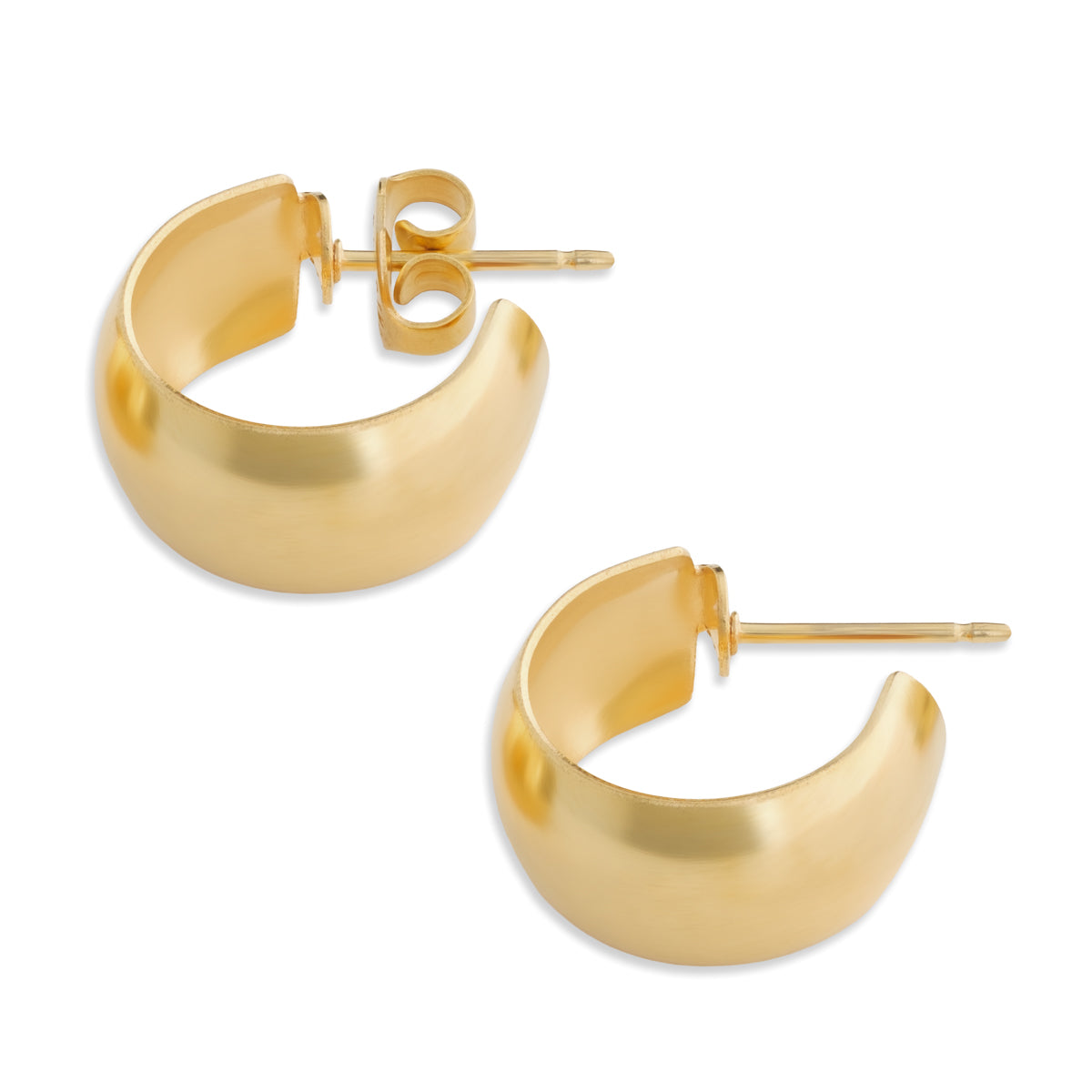 Gold Wide Smooth Posted Huggie - Simply Whispers