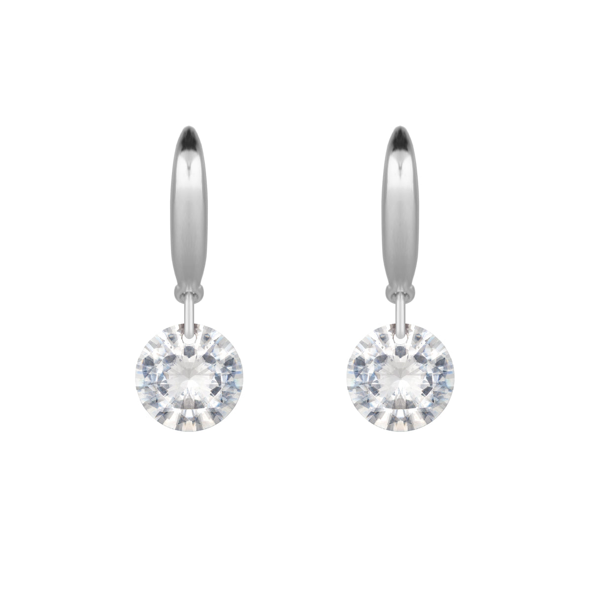 925 Sterling Silver Round Zirconia French Hook Earrings - Simply Whispers