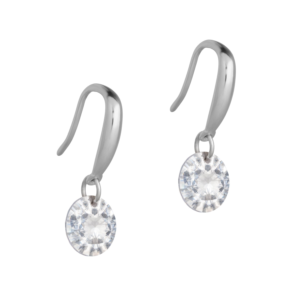 925 Sterling Silver Round Zirconia French Hook Earrings - Simply Whispers