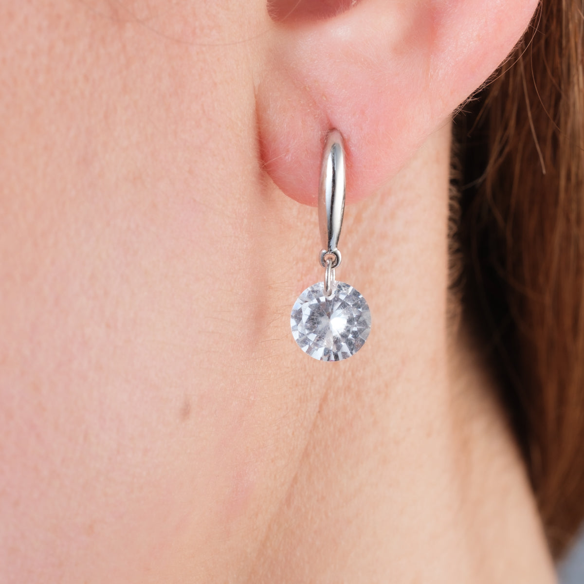 925 Sterling Silver Round Zirconia French Hook Earrings - Simply Whispers
