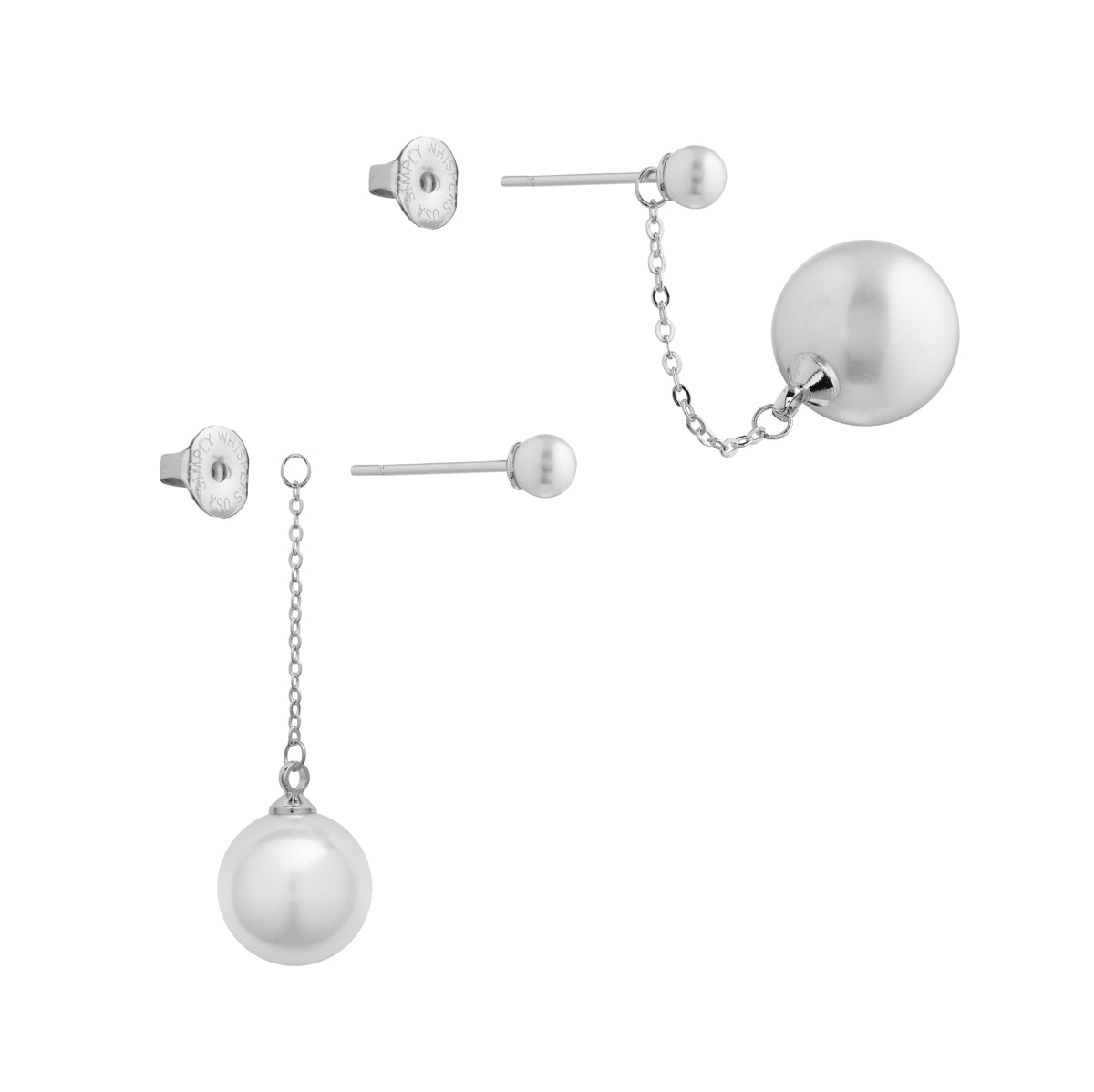Silver Plated Pearl Chain Drop Earrings - Simply Whispers