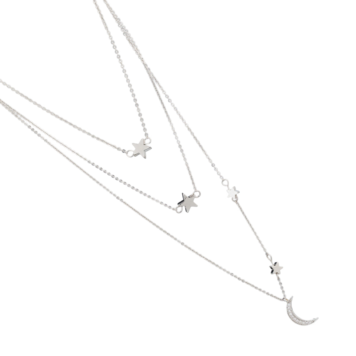 Layered Moon and Star Necklace - Simply Whispers