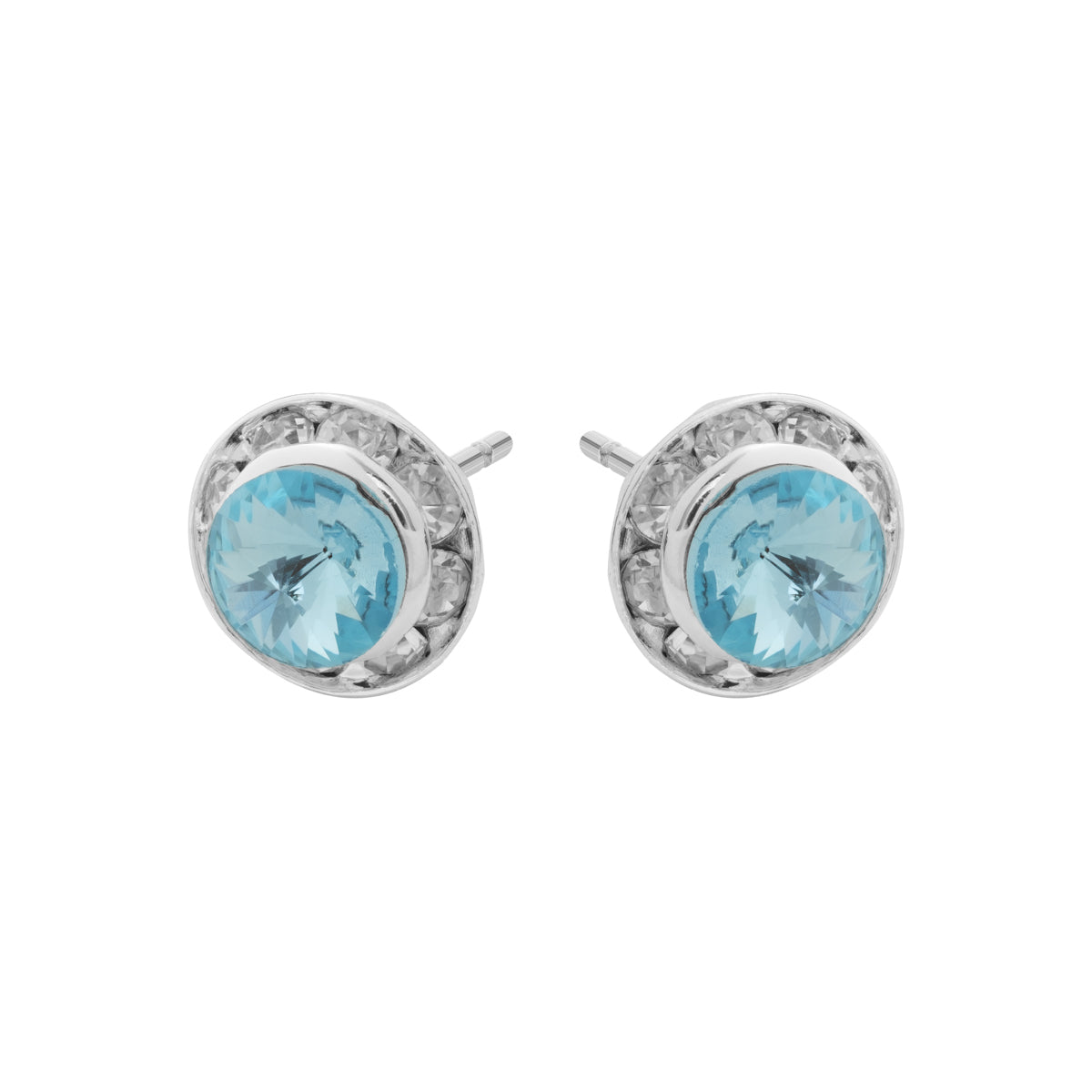 Aqua Crystal Stud Earrings - Simply Whispers