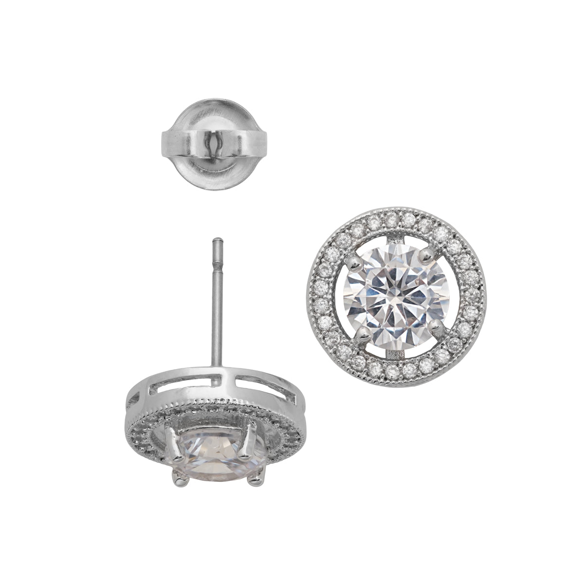 Cubic Zirconia 8 mm Silver Stud Earrings - Simply Whispers