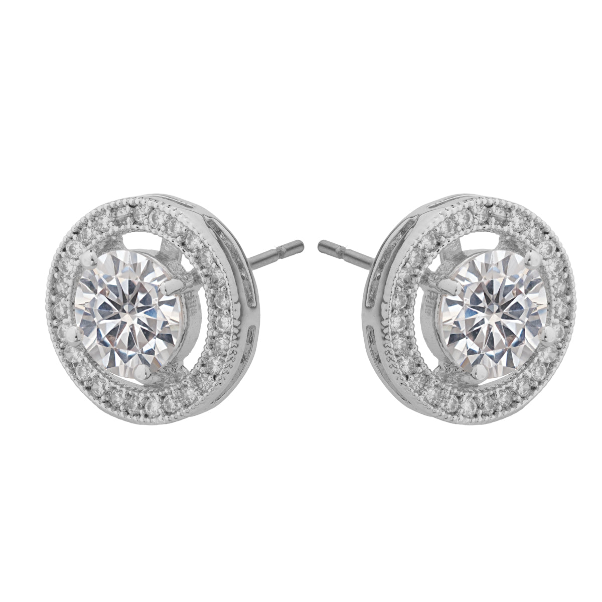 Cubic Zirconia 8 mm Silver Stud Earrings - Simply Whispers