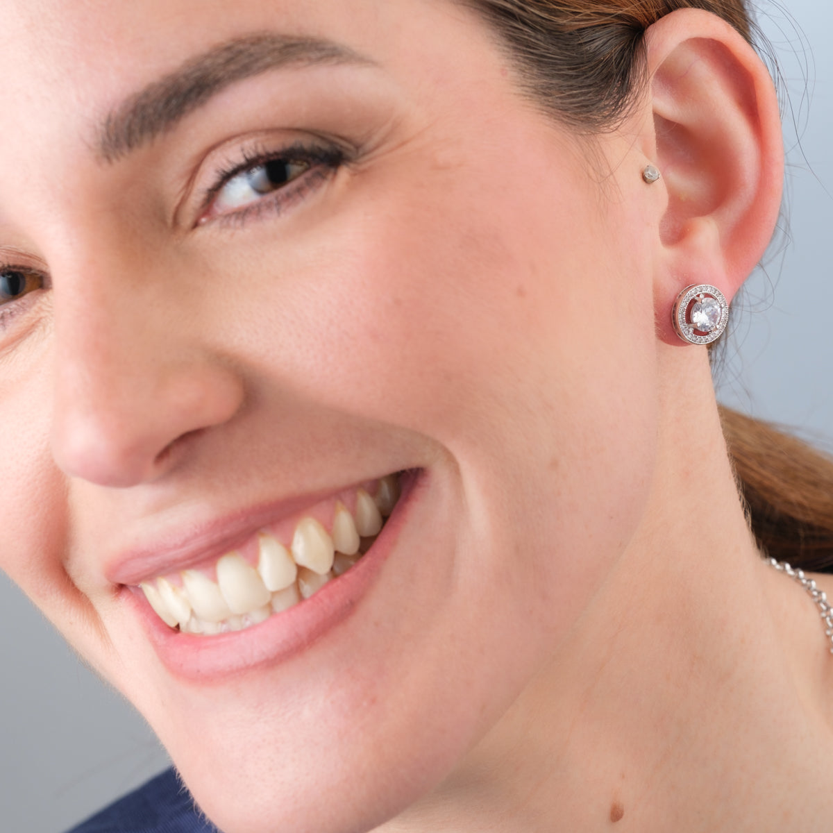 Cubic Zirconia 8 mm Silver Stud Earrings - Simply Whispers