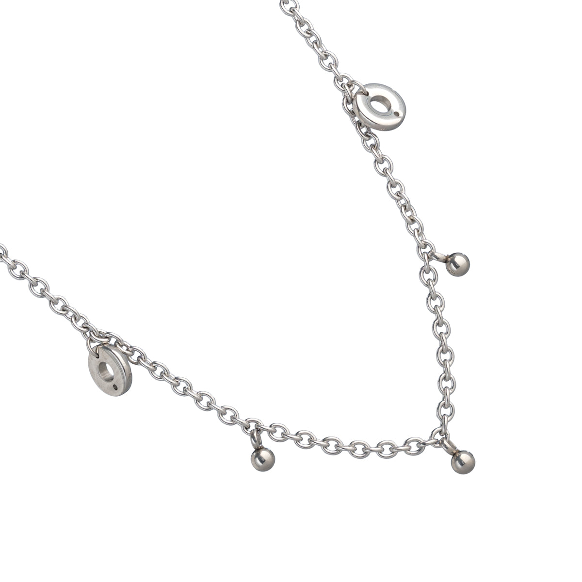 Stainless Steel Beads and Circle Charms Necklace - Simply Whispers